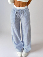 Women's Striped Wide Leg Knit Pants – High-Waisted Casual Y2K Trousers for Fall & Winter Streetwear