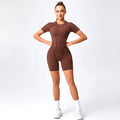 Contour Fit Yoga Romper -Brown