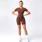 Contour Fit Yoga Romper -Brown