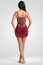 Cornelia Minikleid - burgunderrote Spitze