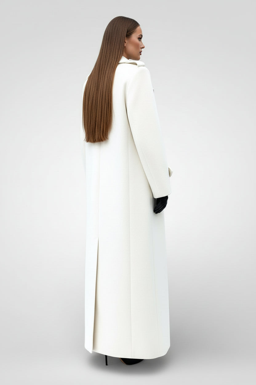Double-Breasted Belted Long Overcoat