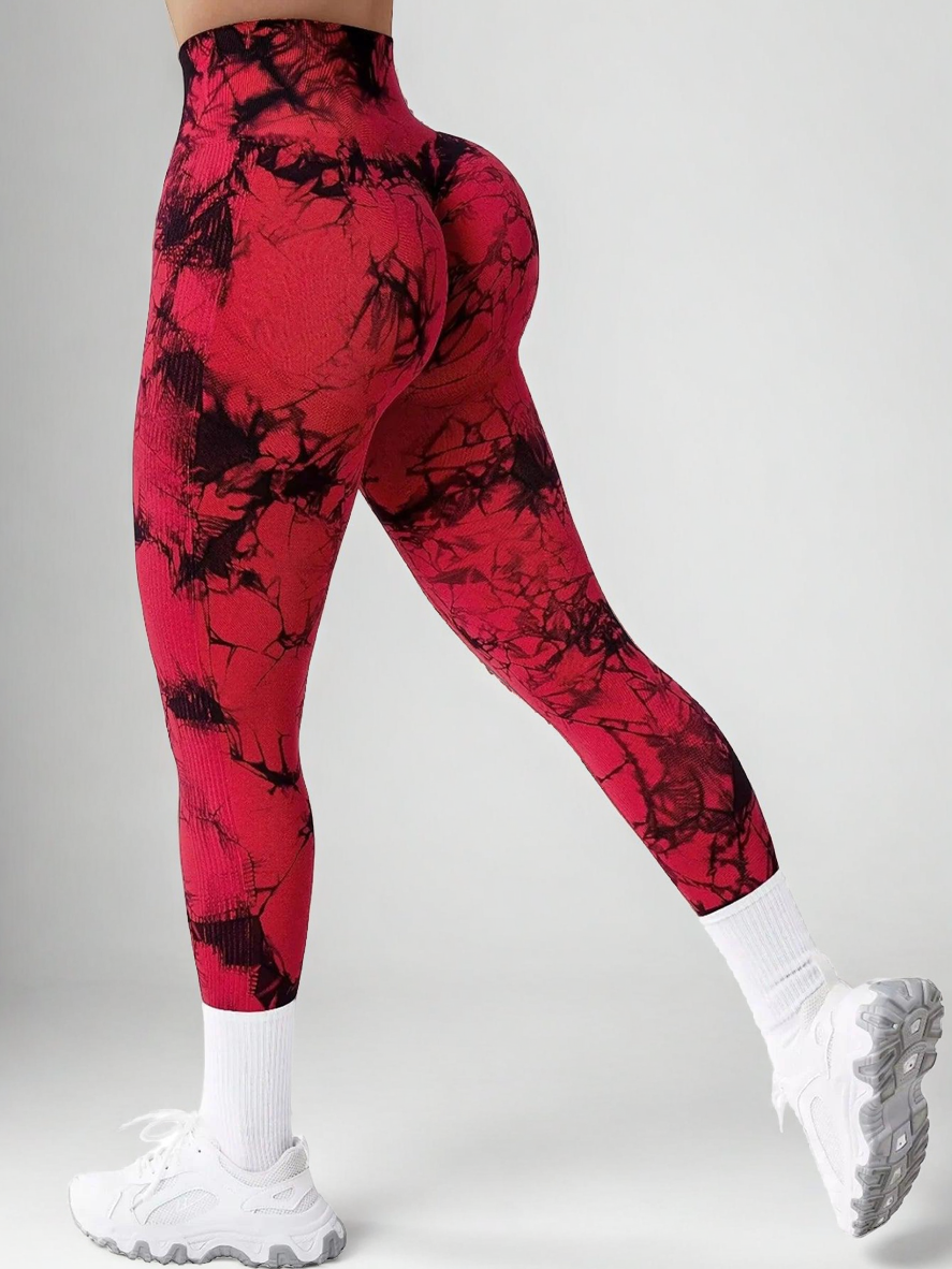Bauchweg-Leggings mit Batikmuster – Nahtlose Workout-Passform 