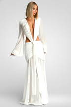 Deep V Backless Maxi Dress