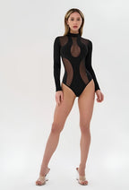 Sheer Mesh Long Sleeve Bodysuit