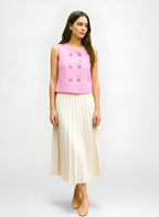 Kurze rosa Weste für Damen – Zweireihiges ärmelloses Top