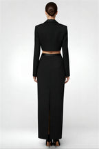 V-Neck Blazer & Slim Long Skirt Set