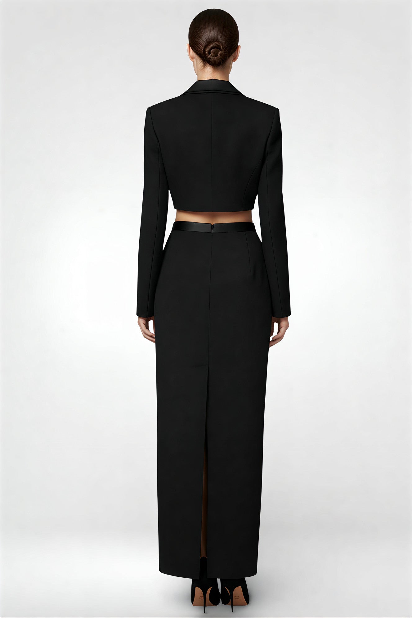 V-Neck Blazer & Slim Long Skirt Set