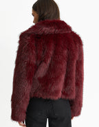 Burgundy Fur Long-Sleeve Coat