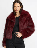 Burgundy Fur Long-Sleeve Coat
