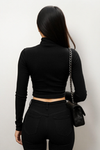 Ribbed Turtleneck Crop Top – Long Sleeve Slim Fit