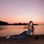 Women's Sequin Crop Top & Satin Maxi Skirt Set