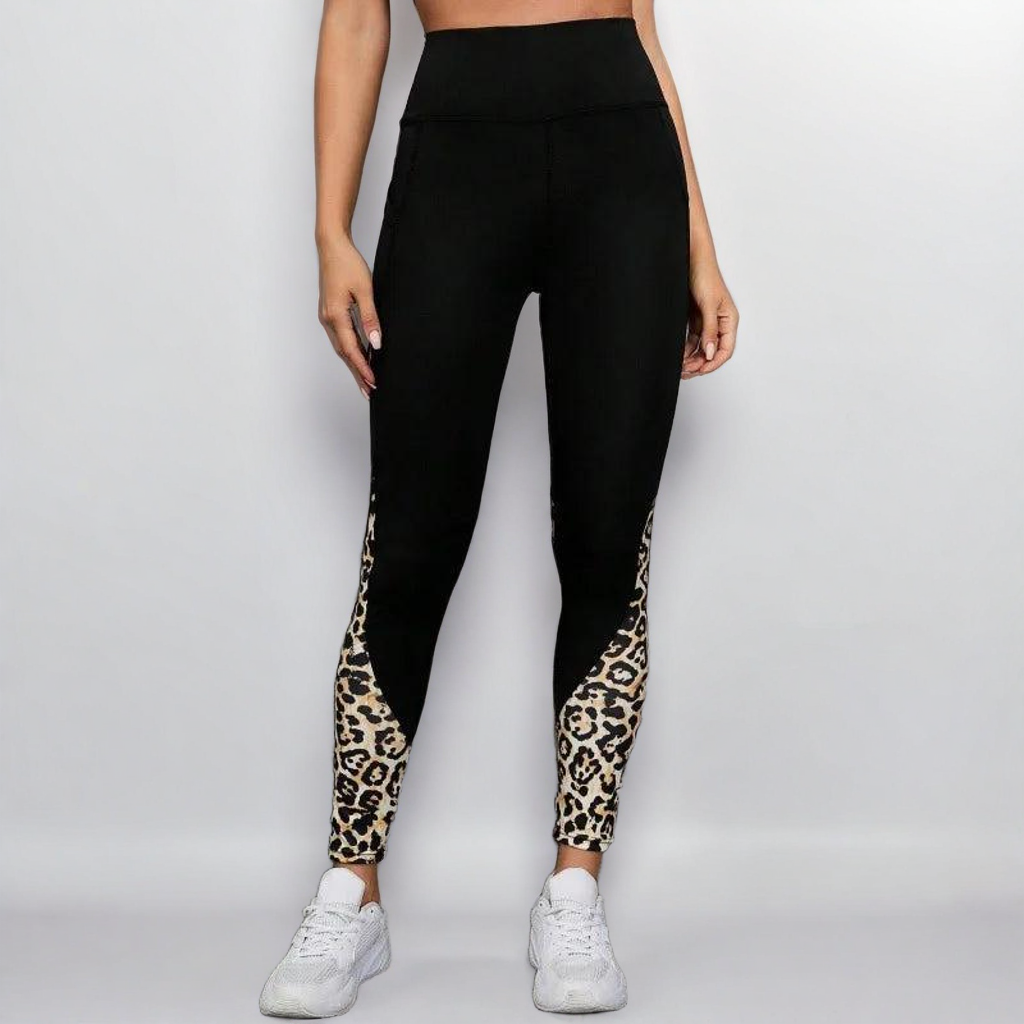 Legíny s leopardím potiskem, vysokým pasem a kapsami – bezešvý sportovní střih, které zvedají zadek