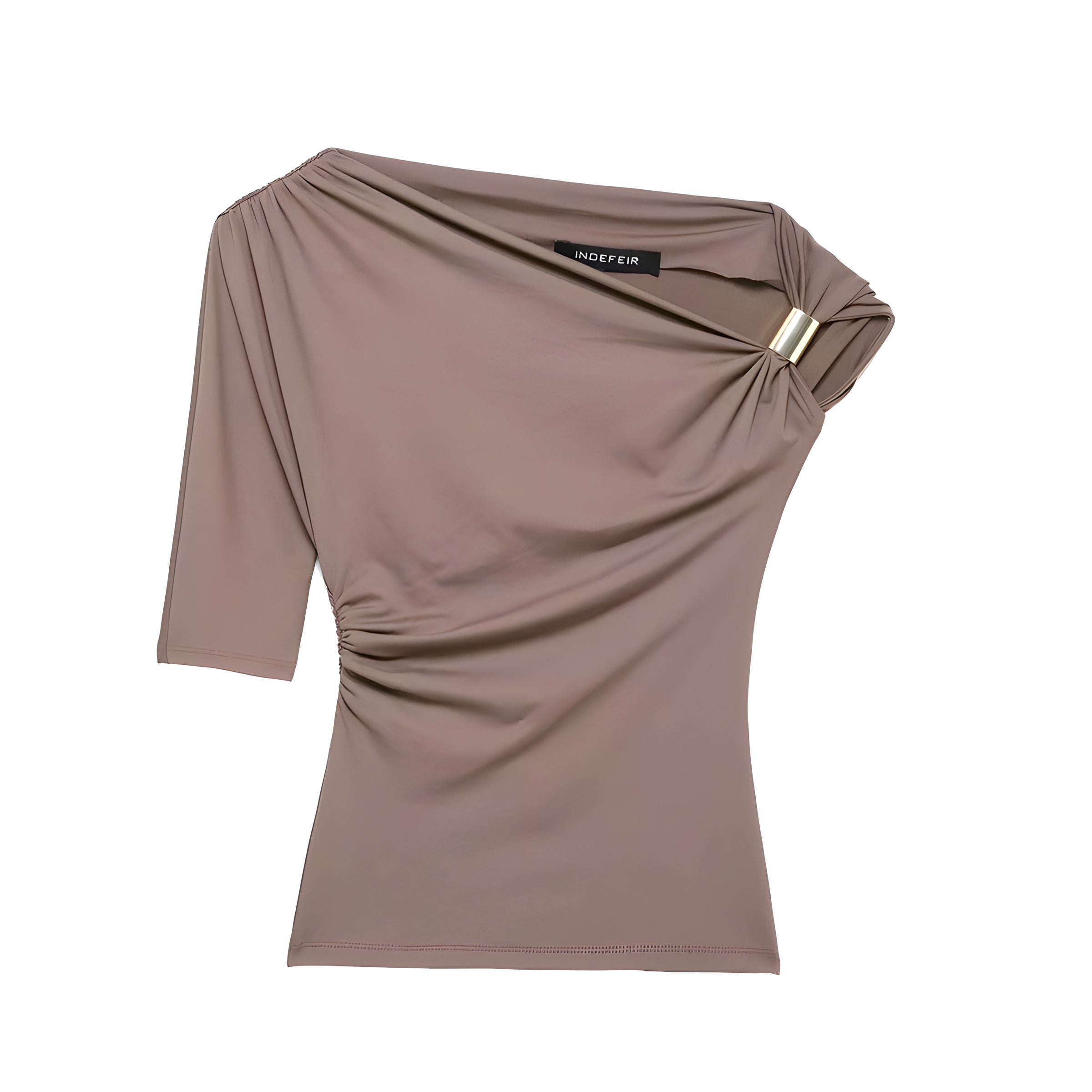 Elegant One-Shoulder Ruched Top – Lightweight & Stylish