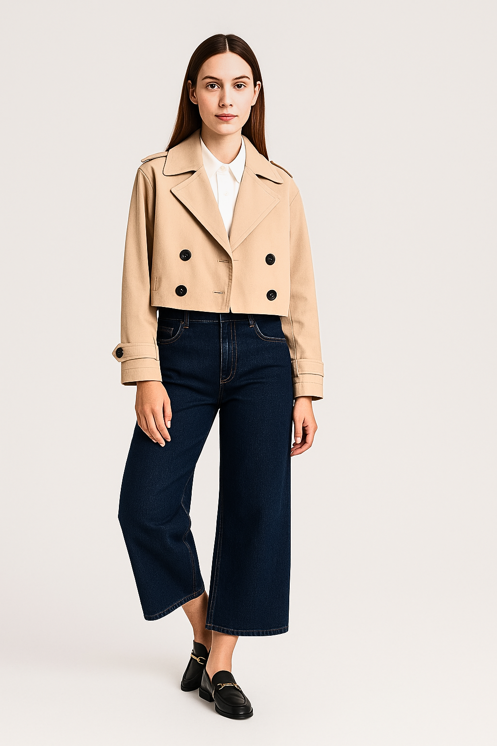Women’s Cropped Trench Coat – Vintage-Inspired Short Jacket