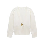 Sculpted Knit Wrap Cardigan – Gold Buckle & Tailored Silhouette