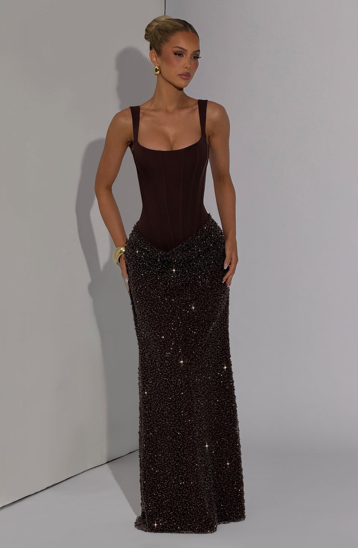 Yeona Maxi Dress - Plum Brown