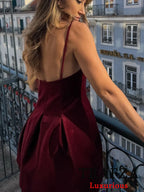 VelvetCrush Mini Dress – Luxe Fit with Spaghetti Straps