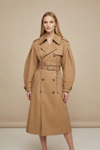 Women's Belted Double-Breasted Trench Coat – Long Slim Fit Autumn Jacket