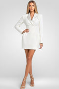 Structured Waist Blazer Mini Dress – White