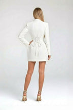 Structured Waist Blazer Mini Dress – White