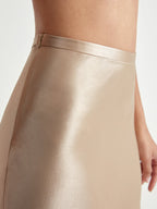 Elegant Satin High Waist Midi Skirt – Office Chic Summer Style for Women