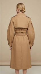 Women's Belted Double-Breasted Trench Coat – Long Slim Fit Autumn Jacket