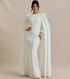 Elegant Cape Sleeve Bodycon Maxi Dress