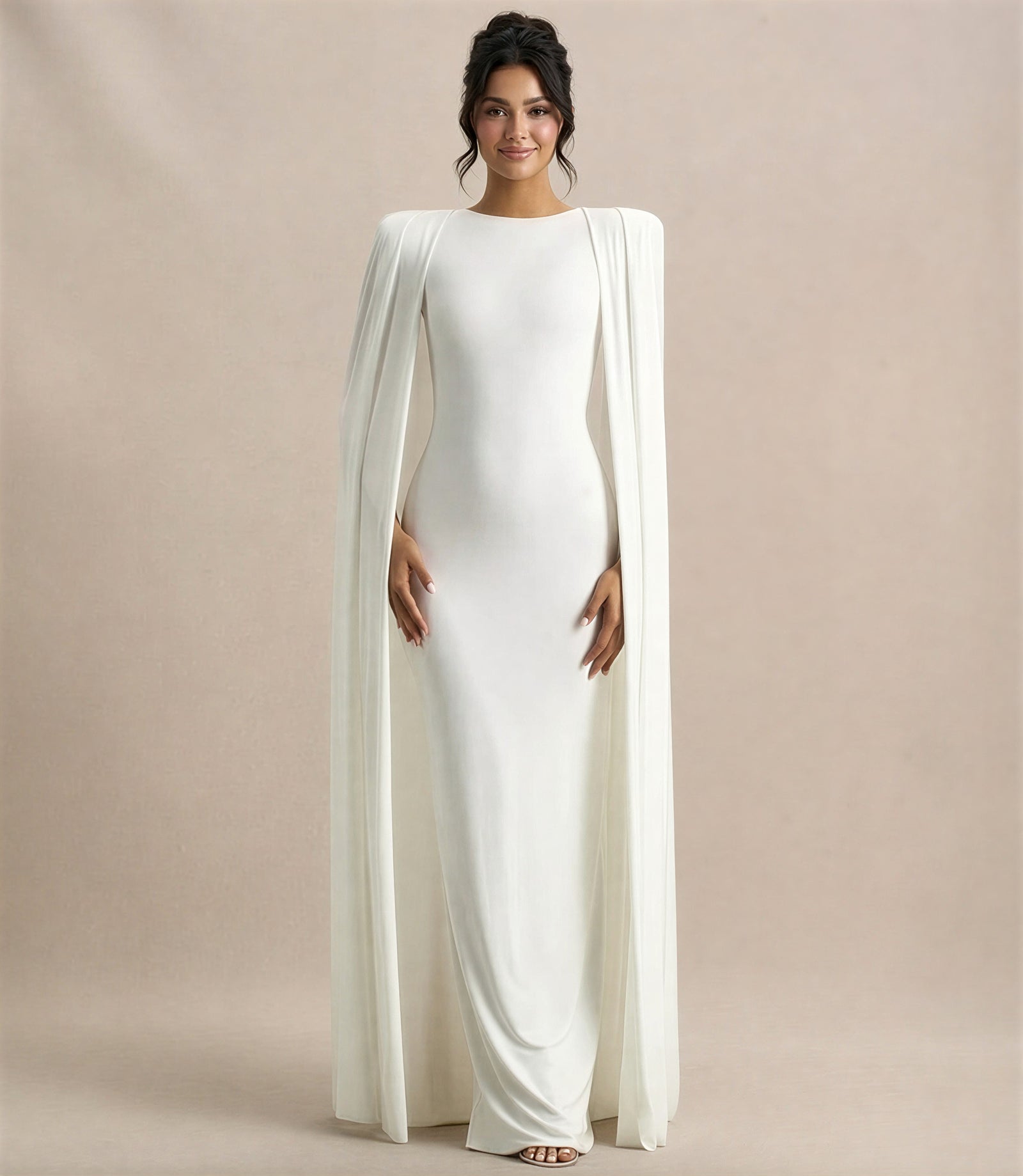 Elegant Cape Sleeve Bodycon Maxi Dress