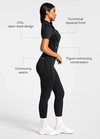 Backless Zip Yoga Jumpsuit -Black