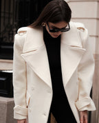 Double-Breasted Belted Long Overcoat