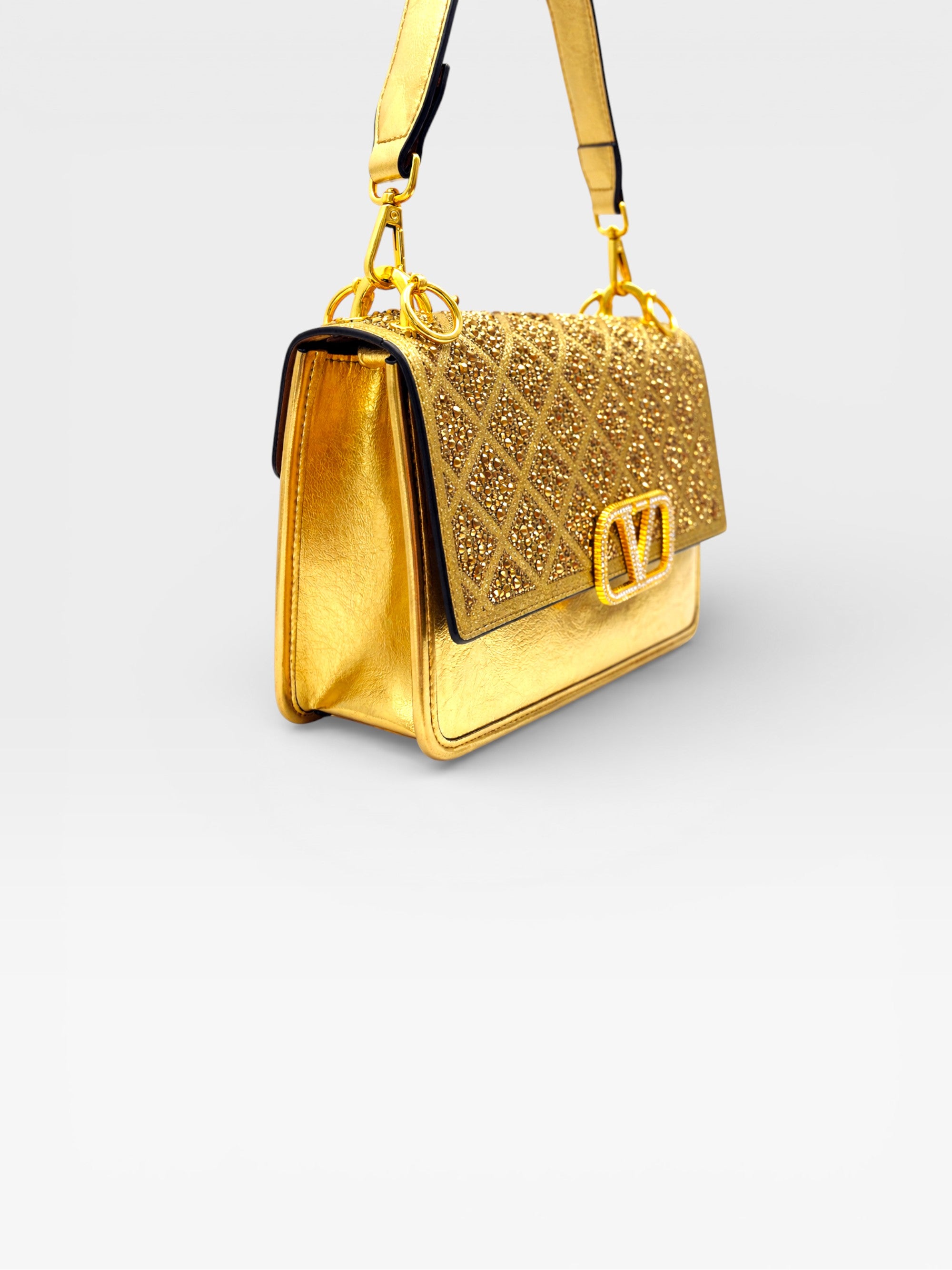 Diamond-Studded Shoulder Bag