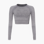 Women’s Athletic Crop Top – Seamless, Breathable & Long Sleeve