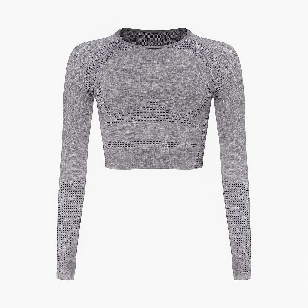 Women’s Athletic Crop Top – Seamless, Breathable & Long Sleeve
