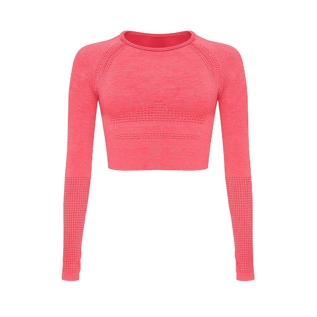 Women’s Athletic Crop Top – Seamless, Breathable & Long Sleeve