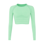 Women’s Athletic Crop Top – Seamless, Breathable & Long Sleeve