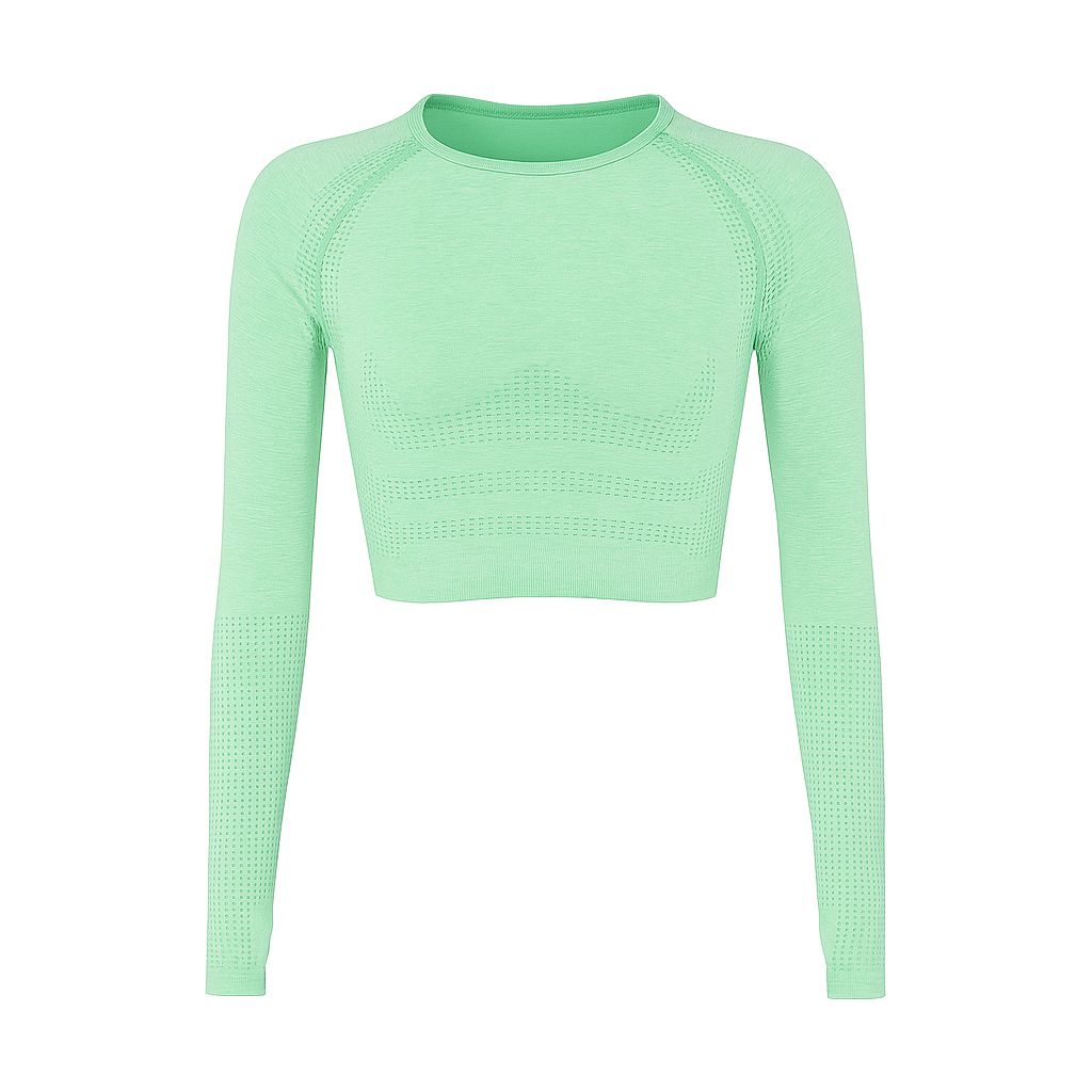 Women’s Athletic Crop Top – Seamless, Breathable & Long Sleeve