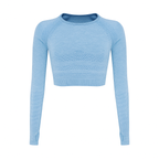 Women’s Athletic Crop Top – Seamless, Breathable & Long Sleeve