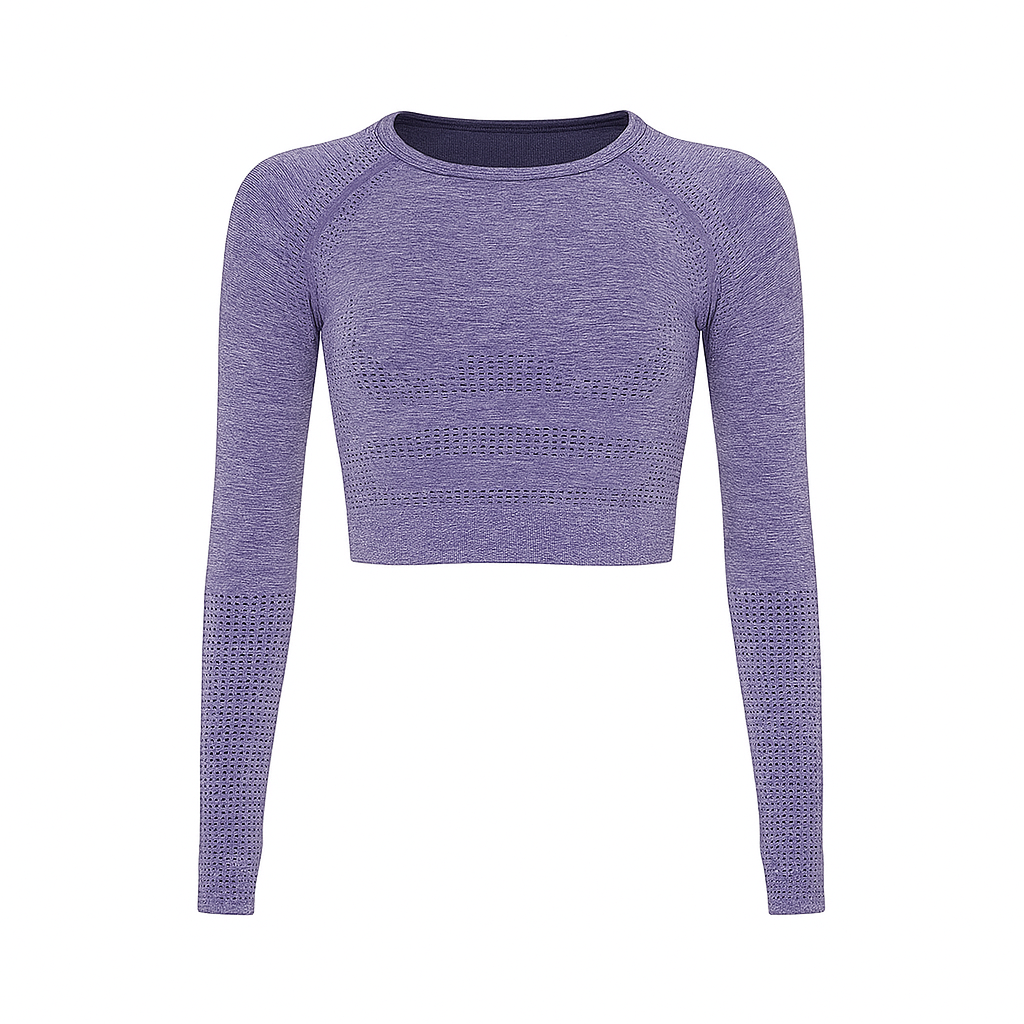 Women’s Athletic Crop Top – Seamless, Breathable & Long Sleeve