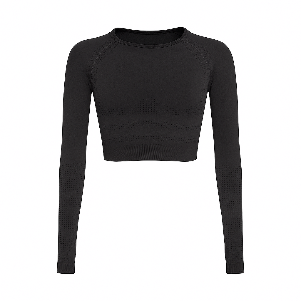 Women’s Athletic Crop Top – Seamless, Breathable & Long Sleeve