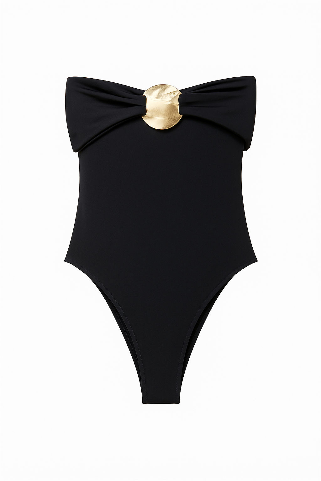Elegant Off-Shoulder Bodysuit – Gold Accent & Slim Fit