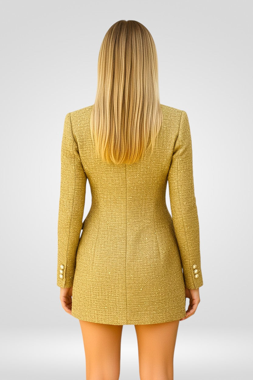 Women's Sequin Blazer -Gold