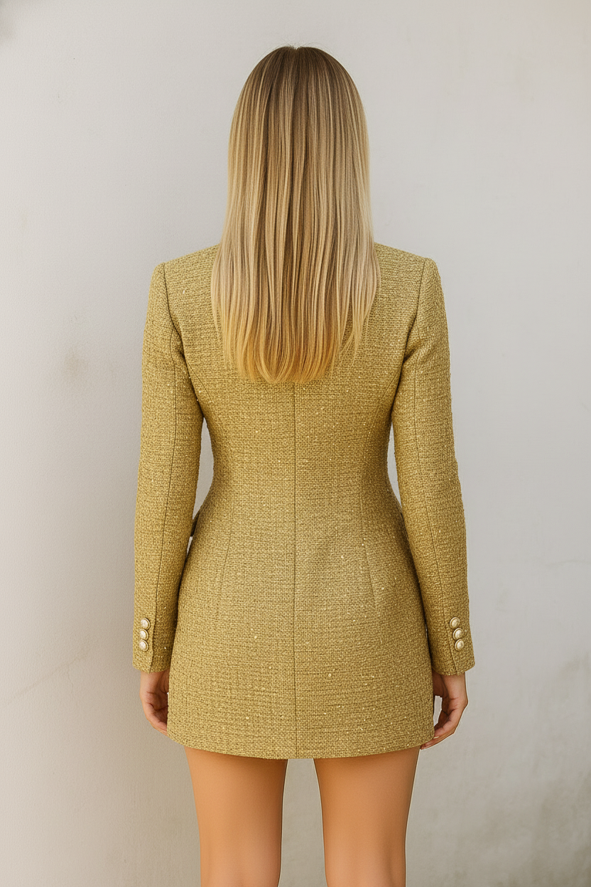 Women's Sequin Blazer -Gold