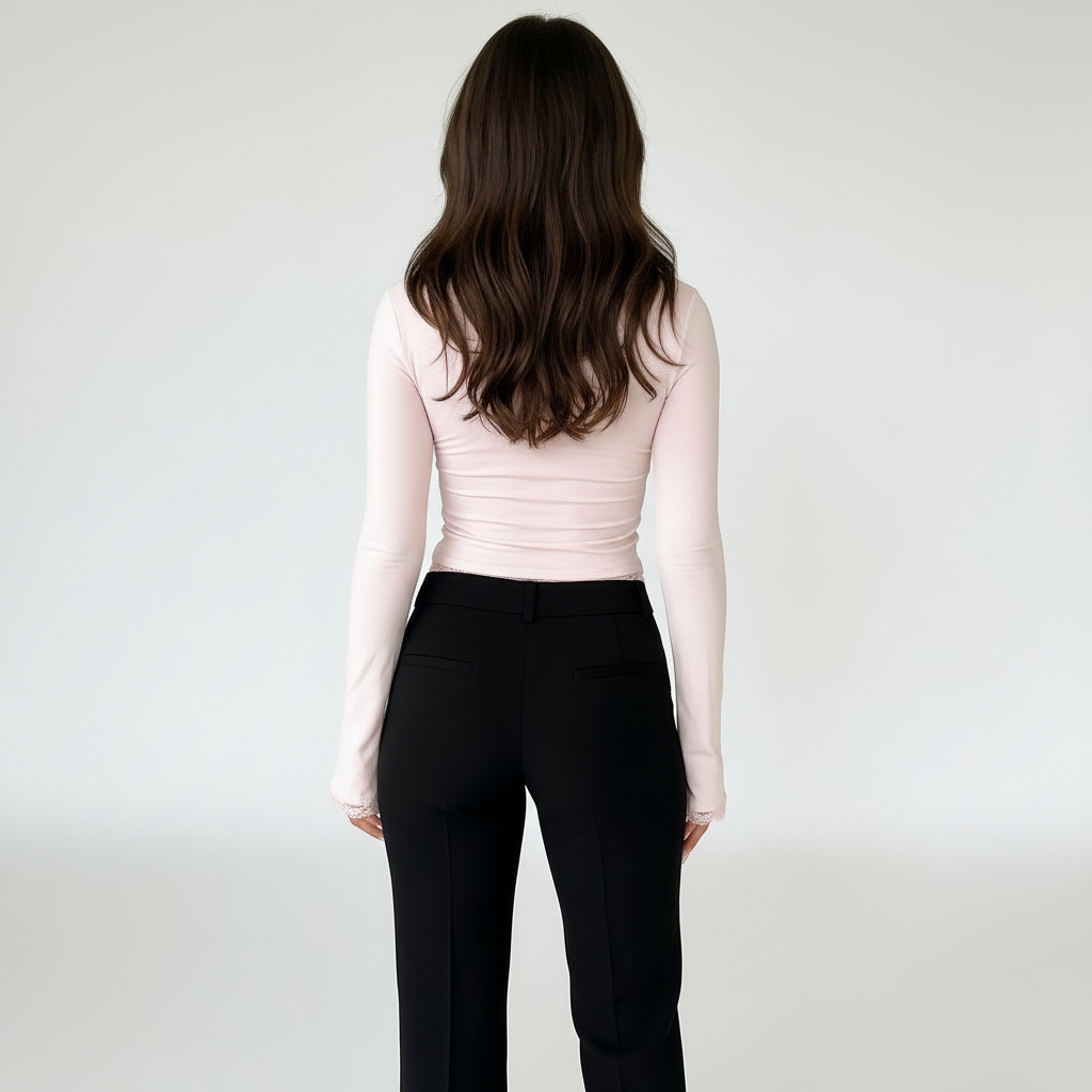 Slim Square Neck Crop Top with Flared Sleeves