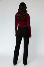 Slim Square Neck Crop Top with Flared Sleeves