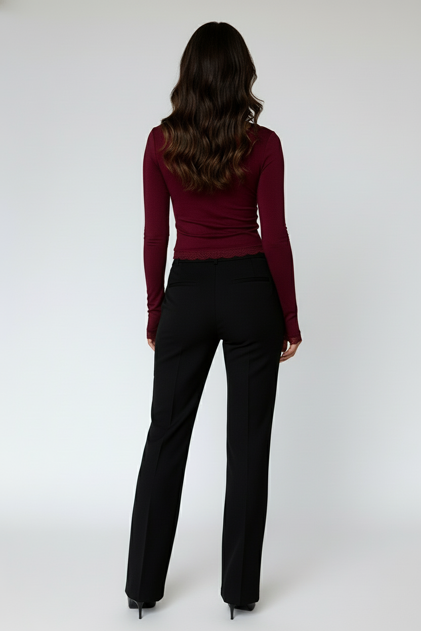 Slim Square Neck Crop Top with Flared Sleeves