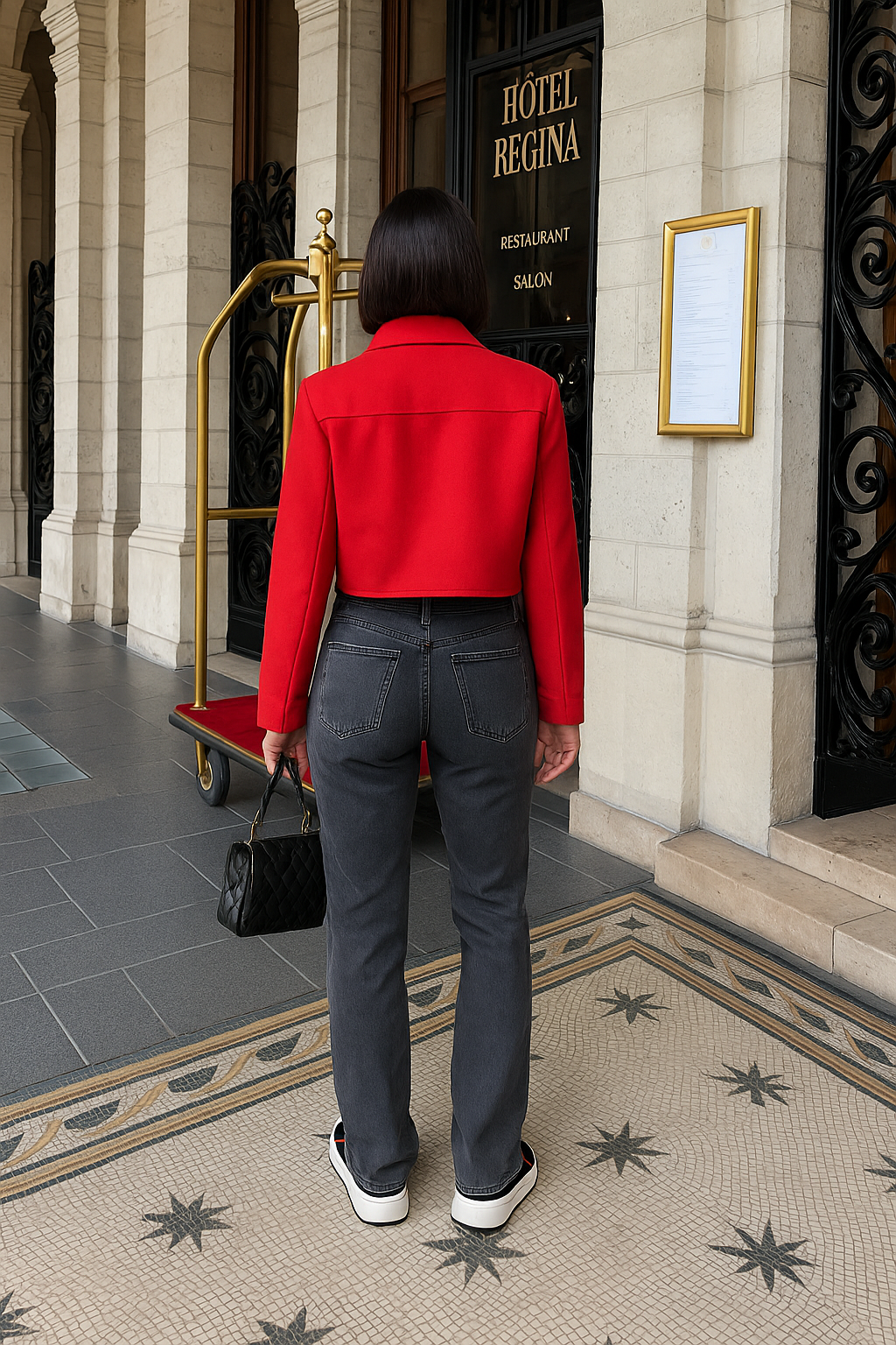 Bold Red Y2K Jacket – Cropped Boxy Fit with Collar Detail