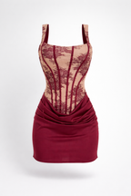 Cornelia Minikleid - burgunderrote Spitze