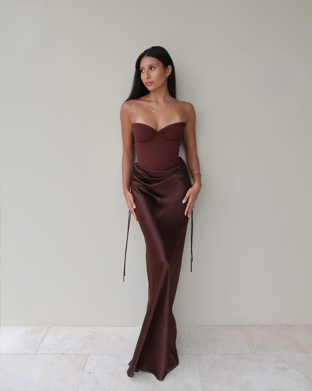Natalie Rolt Maxi Dress - Brown