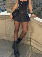 Pleated High Waist Mini Skirt with Belt – Chic Street Style