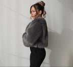 Veste courte d'hiver en fourrure pelucheuse pour femme – Manteau épais et décontracté avec poches et col rond